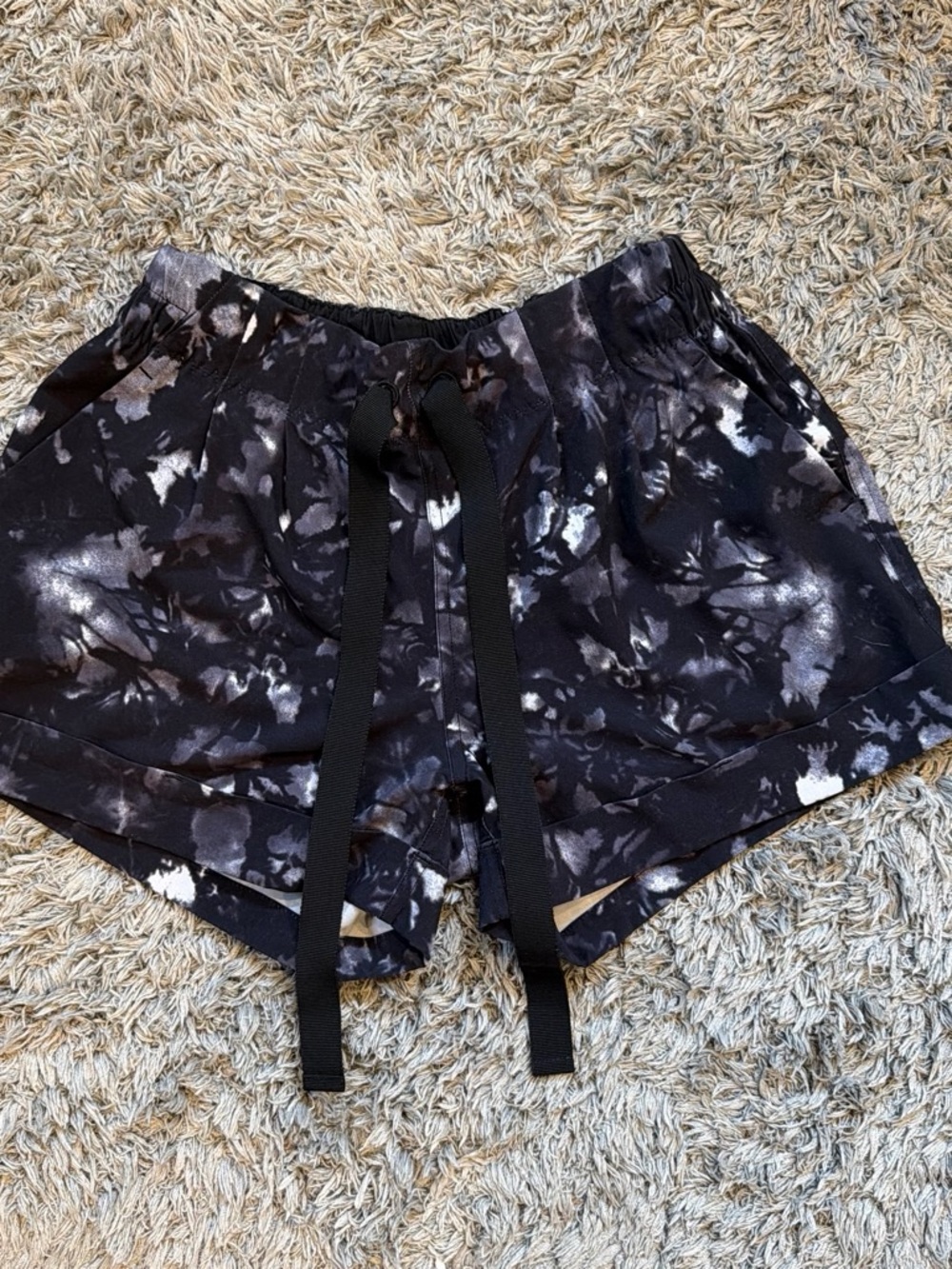 lululemon athletica Black and White Tie-Dye Athletic Shorts